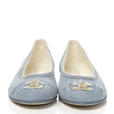 chanel denim ballerina flats